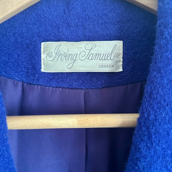 Vintage Alpaca Wool Short Coat Blazer Cobalt Blue M-L Union Sustainable - Picture 4 of 13